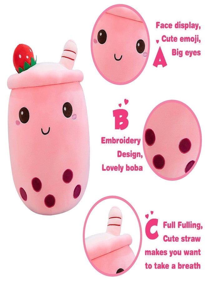 Ditucu Cute Boba Tea Plush Stuffed Bubble Tea Plushie Cartoon Soft Strawberry Pillow Home Hugging Gift for Kids Pink 13.7 inch - Image 4